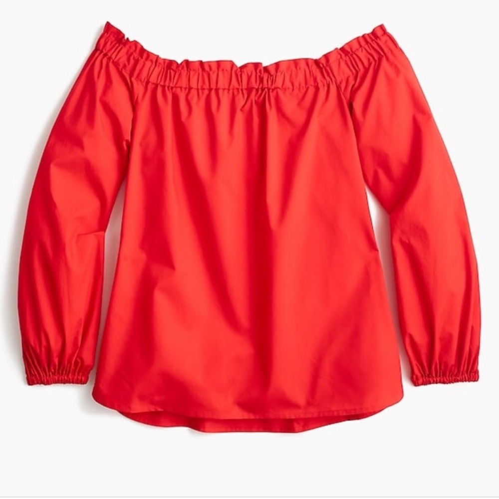 J. Crew off shoulder red orange blouse